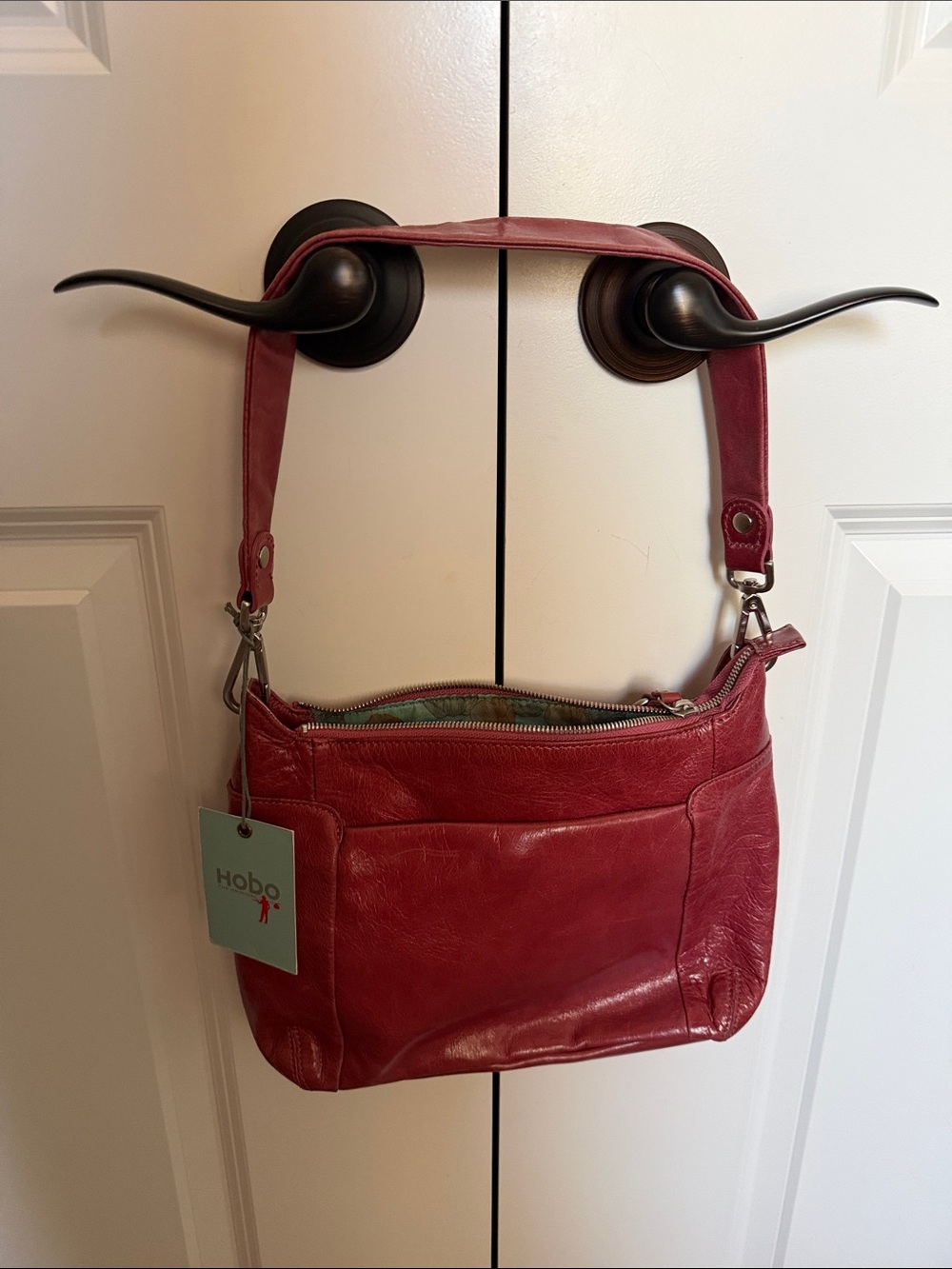 HOBO Soft Leather Women's Shoulder Bag in Deep Red